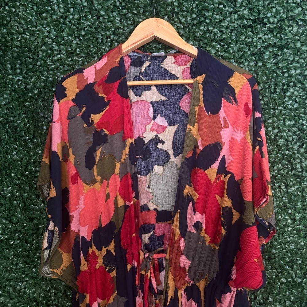 Boho Floral Print Kimono – Lightweight Flowy Open Front - Picture 5 of 8